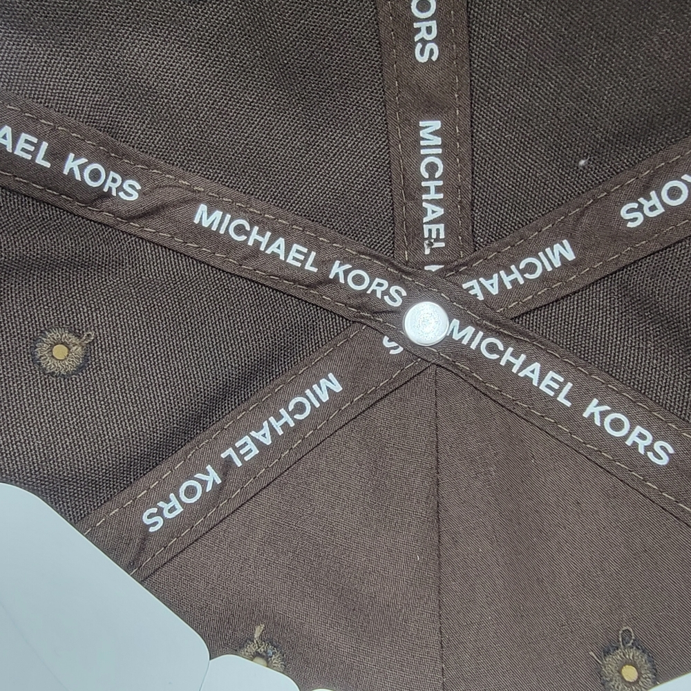Michael Kors Signature Logo Adjustable Strapback Baseball Cap Hat Brown New Tags - Picture 11 of 11